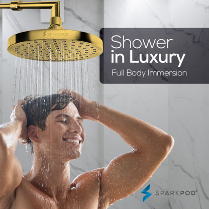 SparkPod Rain Shower Head, 6 Inch Round, Luxury Polished Chrome Finish | High Pressure Shower Heads, 90 Nozzles, Adjustable Showerhead, No Tools Needed, Universal Connection