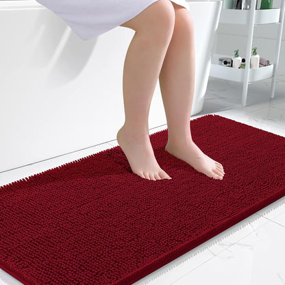 OLANLY Bathroom Rugs 30x20, Extra Soft Absorbent Chenille Bath Rugs | Grey, Quick-Drying Rubber Backing, Machine Washable Bath Mat for Bathroom Floor, Tub and Shower, Home Decor Accessories