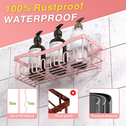 EUDELE Adhesive Shower Caddy, 5 Pack Rustproof Stainless Steel Bath Organizers With Large Capacity, No Drilling Shelves for Bathroom Storage & Home Decor