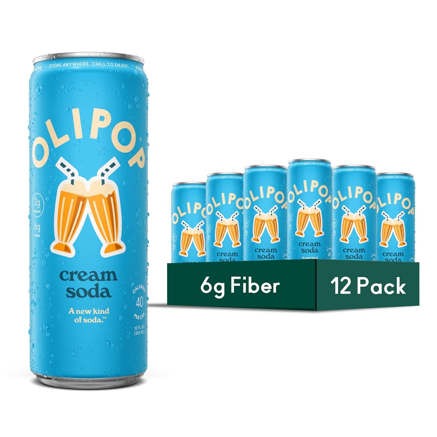 OLIPOP 6g Fiber Prebiotic Soda, Classic Grape, 12 fl oz, 12Pack Skinny | Shelf Stable Prebiotic Soda (Skinny), 6g Fiber, 5g Sugar, Digestive Health Support, Prebiotics & Botanicals, Gluten Free