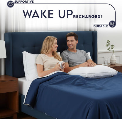Utopia Bedding Gusset Bed Pillow, Hotel Pillows Queen Size Set of 2, White | Cotton Blended Down alternative pillows for sleeping, soft fluffy cooling comfort for Back, side & stomach sleepers, 2 pack