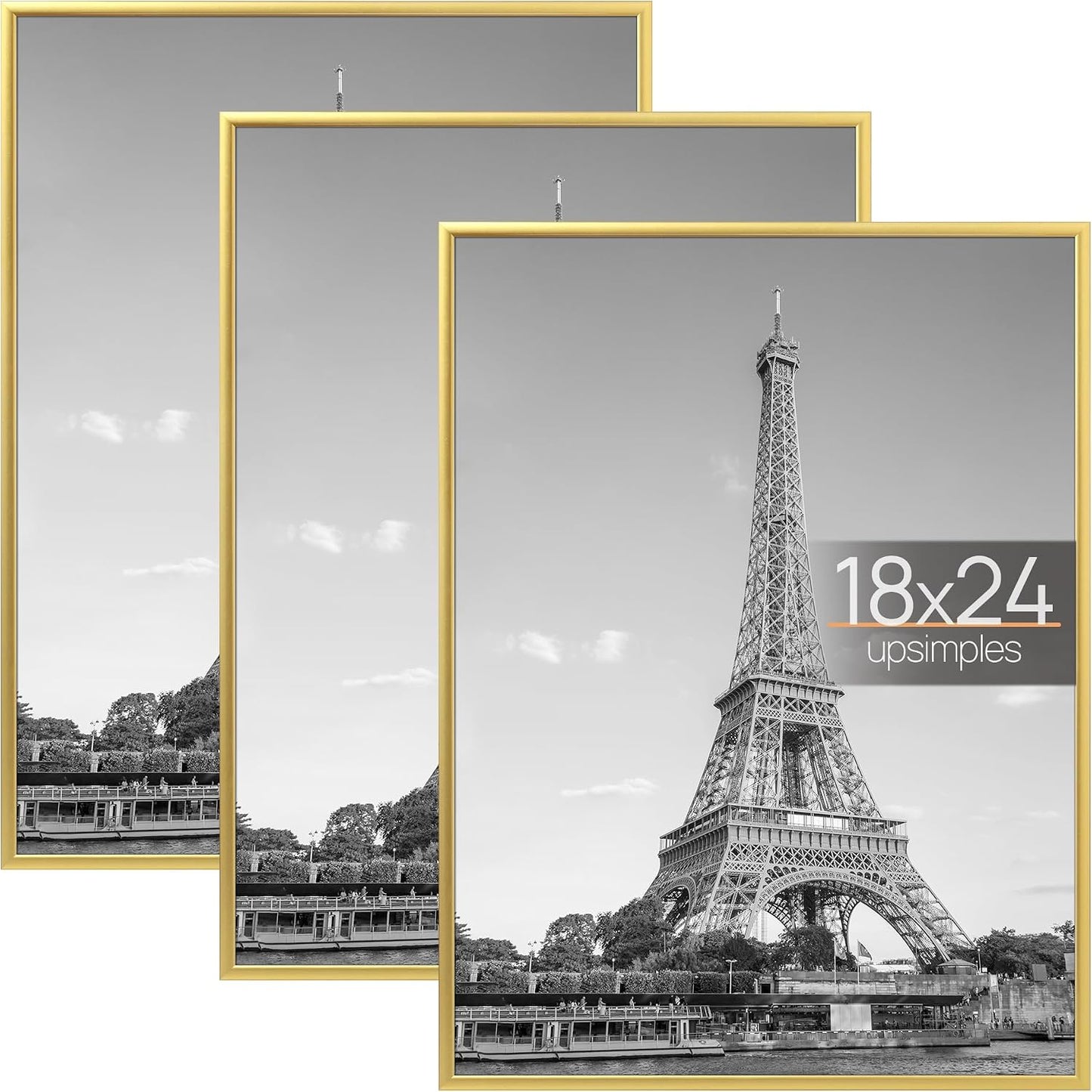 upsimples 12x16 Poster Frame, Easy Slide-In Assembly, Black, 3 Pack | Gallery Wall 12 x 16 Picture Frames Set for Family, Wedding, Christmas, Easy to Change Photos