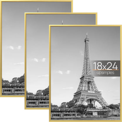 upsimples 12x16 Poster Frame, Easy Slide-In Assembly, Black, 3 Pack | Gallery Wall 12 x 16 Picture Frames Set for Family, Wedding, Christmas, Easy to Change Photos