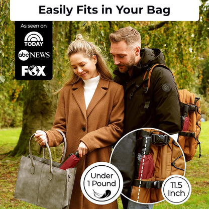 Strongest Windproof Travel Umbrella (Compact, 100MPH Wind-Tested), Light, Portable, One-Handed Use, Automatic Folding Rain Umbrella, Durable, Premium Grip, Fits Car & Backpack