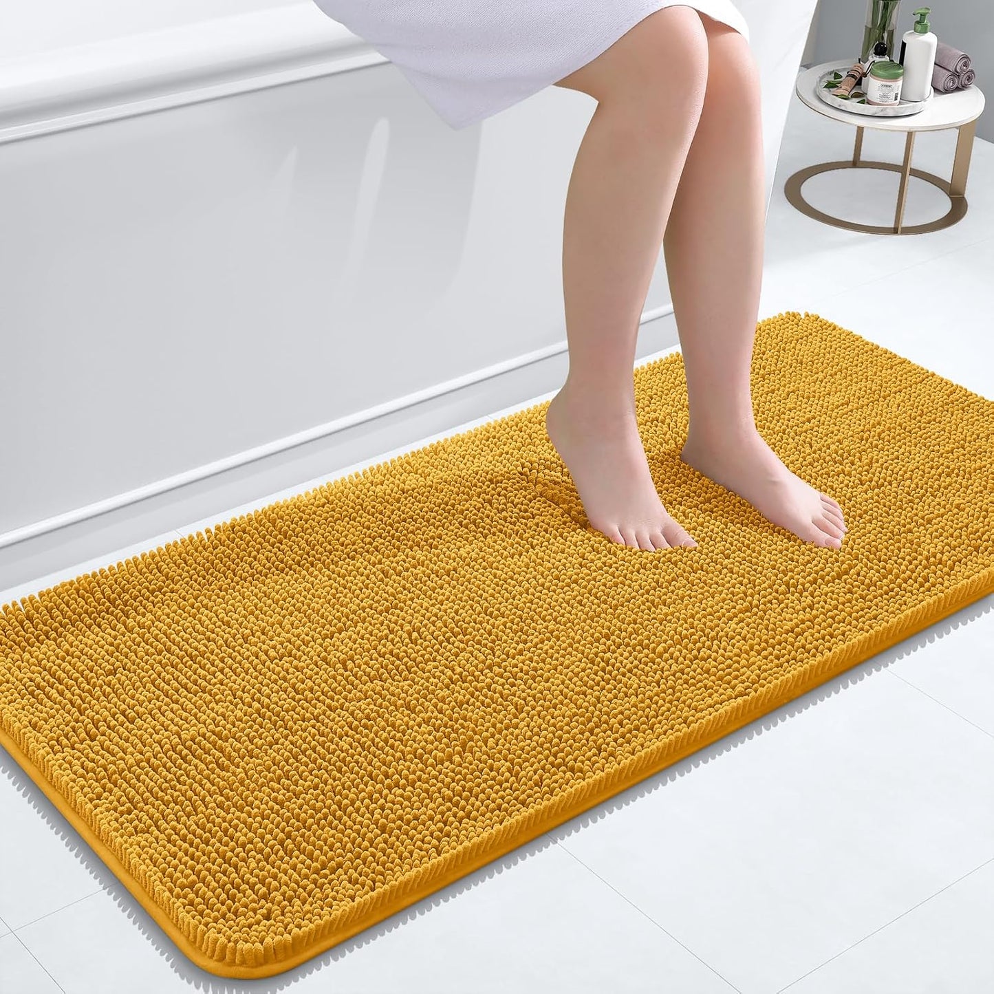 OLANLY Bathroom Rugs 30x20, Extra Soft Absorbent Chenille Bath Rugs | Grey, Quick-Drying Rubber Backing, Machine Washable Bath Mat for Bathroom Floor, Tub and Shower, Home Decor Accessories