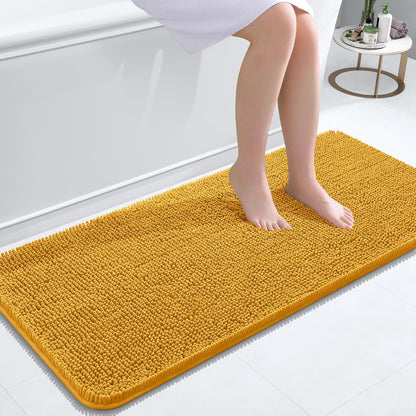 OLANLY Bathroom Rugs 30x20, Extra Soft Absorbent Chenille Bath Rugs | Grey, Quick-Drying Rubber Backing, Machine Washable Bath Mat for Bathroom Floor, Tub and Shower, Home Decor Accessories