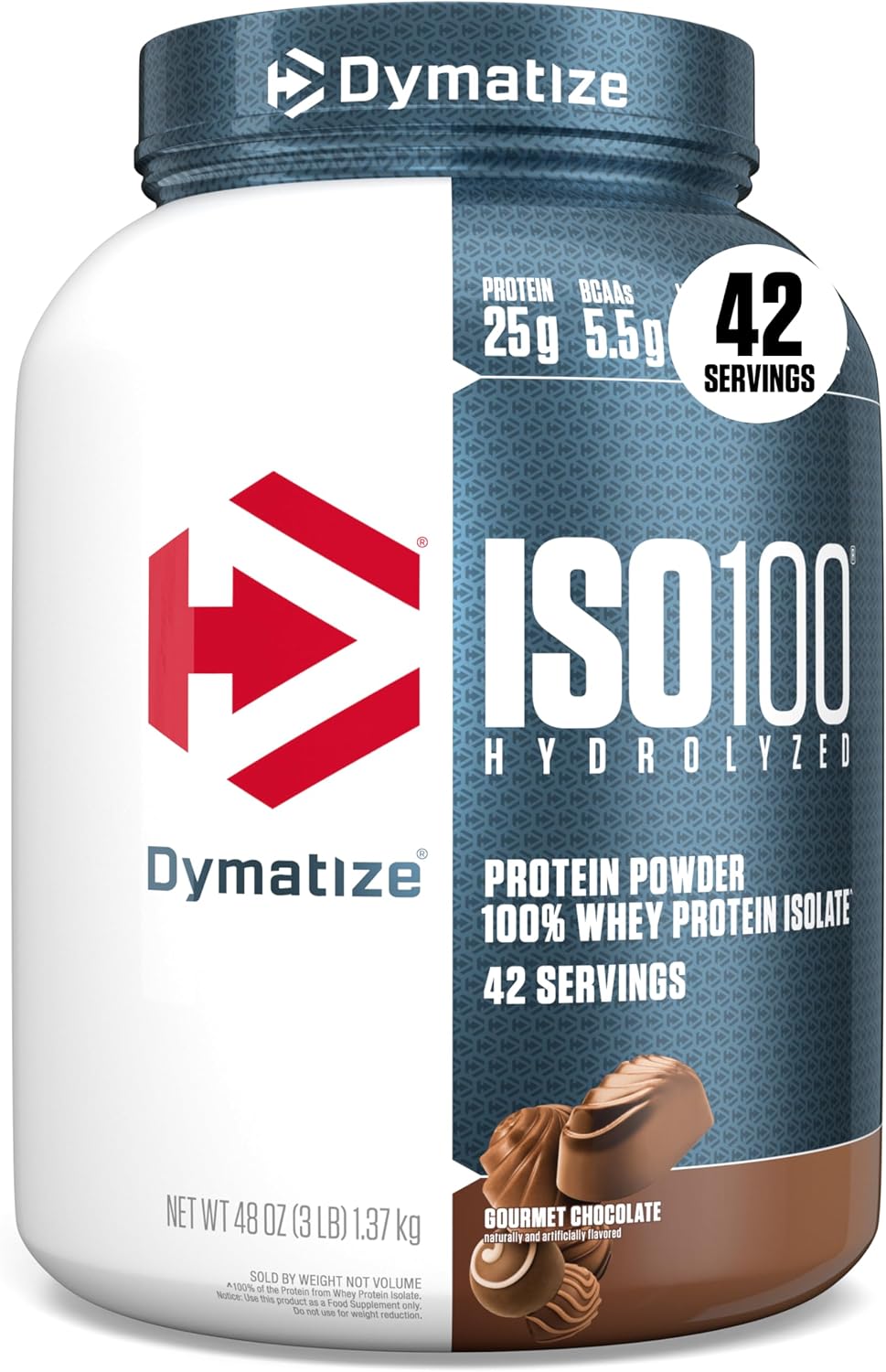 Dymatize ISO100 Protein Powder, 100% Whey Isolate, Cookies & Cream | 25g Protein, Hydrolyzed, Fast-Absorbing, Supports Muscle Health, 5.5g BCAAs, Gluten-Free, 20 Servings, 1.3 lb