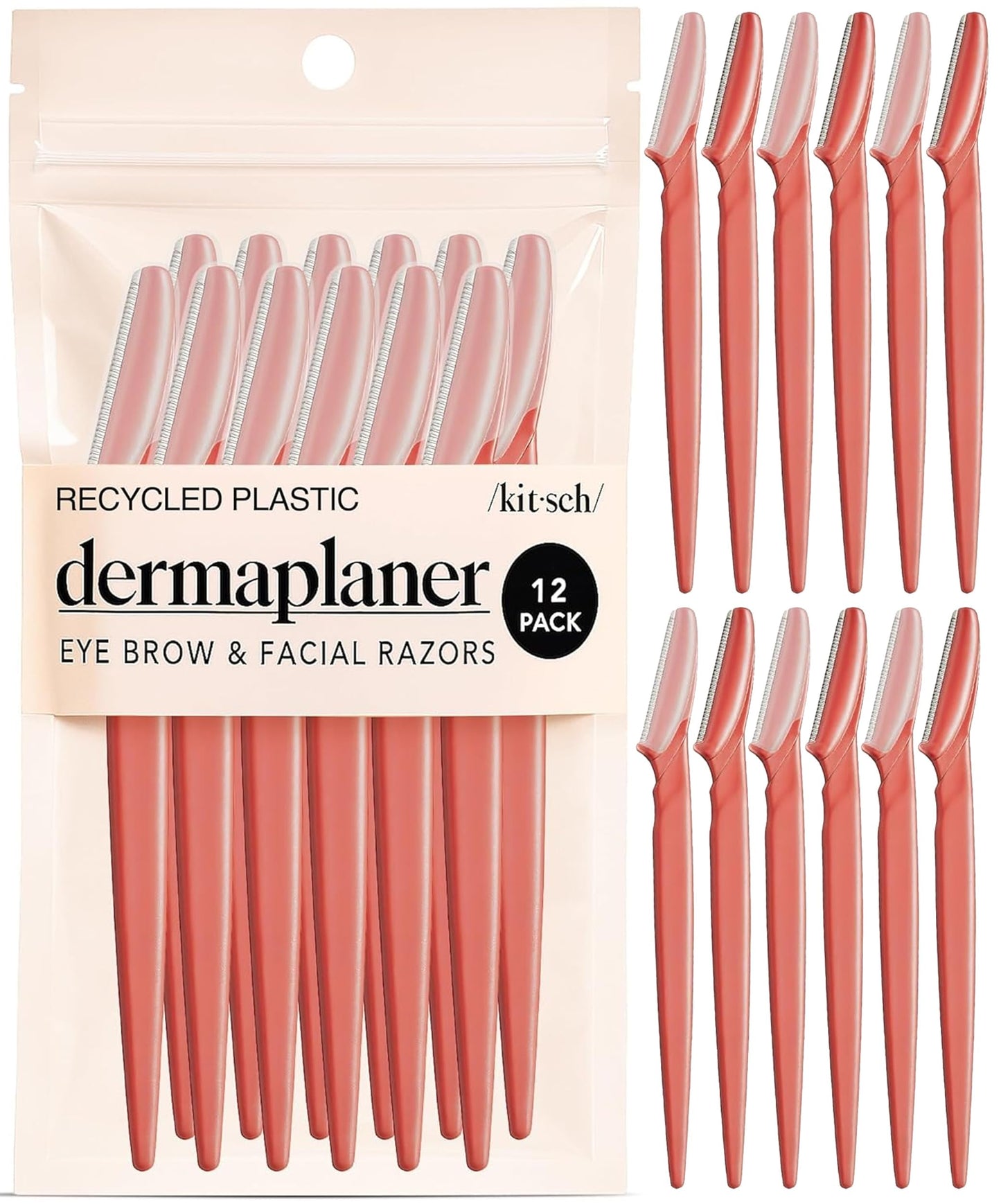 Kitsch Dermaplane Razor for Women Face – Terracotta, 12 pcs | Face Razors for Women & Men, Eyebrow Razor & Face Shaver – Exfoliating Facial Razor & Dermaplaner as Tool for Smoother Skin