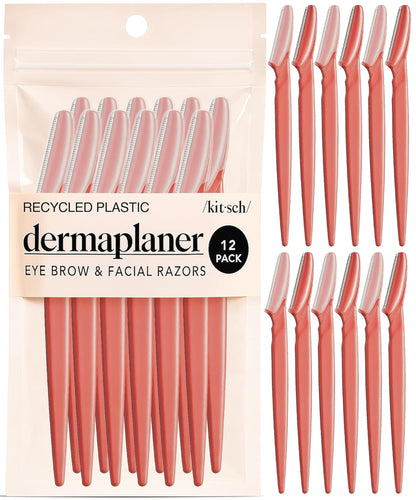 Kitsch Dermaplane Razor for Women Face – Terracotta, 12 pcs | Face Razors for Women & Men, Eyebrow Razor & Face Shaver – Exfoliating Facial Razor & Dermaplaner as Tool for Smoother Skin