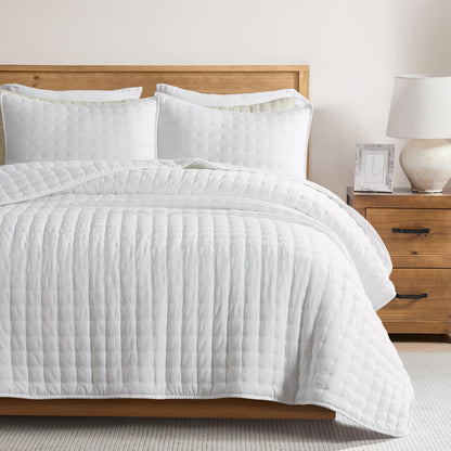 WDCOZY Beige King Size Quilt Bedding Sets with Pillow Shams, Tan Cream Lightweight Bedspread Coverlet, Quilted Blanket Thin Comforter Bed Cover, All Season Summer Spring, 3 Pieces, 104x90 inches
