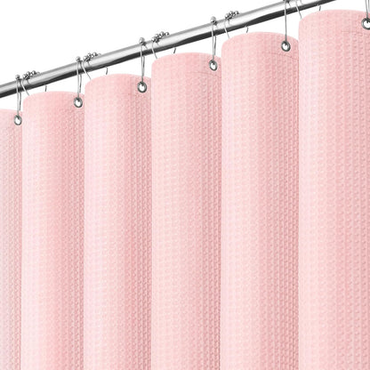 Waffle Shower Curtain 256 GSM Heavy Duty Fabric 72"x72" Dark Green | Thick Textured Cloth, Weighted Hem, Water Repellent Washable, Hotel Luxury Polyester Shower Curtain Set for Bathroom 12 Hooks