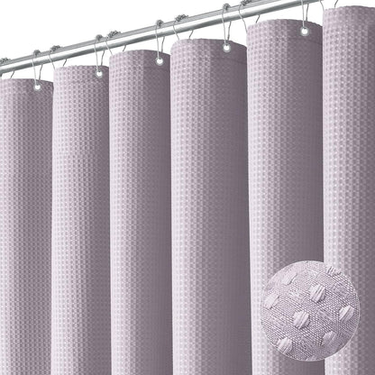 Waffle Shower Curtain 256 GSM Heavy Duty Fabric 72"x72" Dark Green | Thick Textured Cloth, Weighted Hem, Water Repellent Washable, Hotel Luxury Polyester Shower Curtain Set for Bathroom 12 Hooks