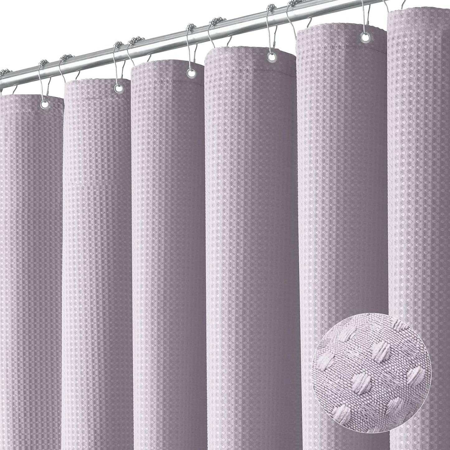 Waffle Shower Curtain 256 GSM Heavy Duty Fabric 72"x72" Dark Green | Thick Textured Cloth, Weighted Hem, Water Repellent Washable, Hotel Luxury Polyester Shower Curtain Set for Bathroom 12 Hooks