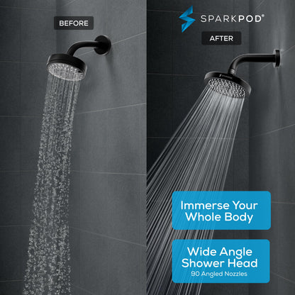 SparkPod Rain Shower Head, 6 Inch Round, Luxury Polished Chrome Finish | High Pressure Shower Heads, 90 Nozzles, Adjustable Showerhead, No Tools Needed, Universal Connection