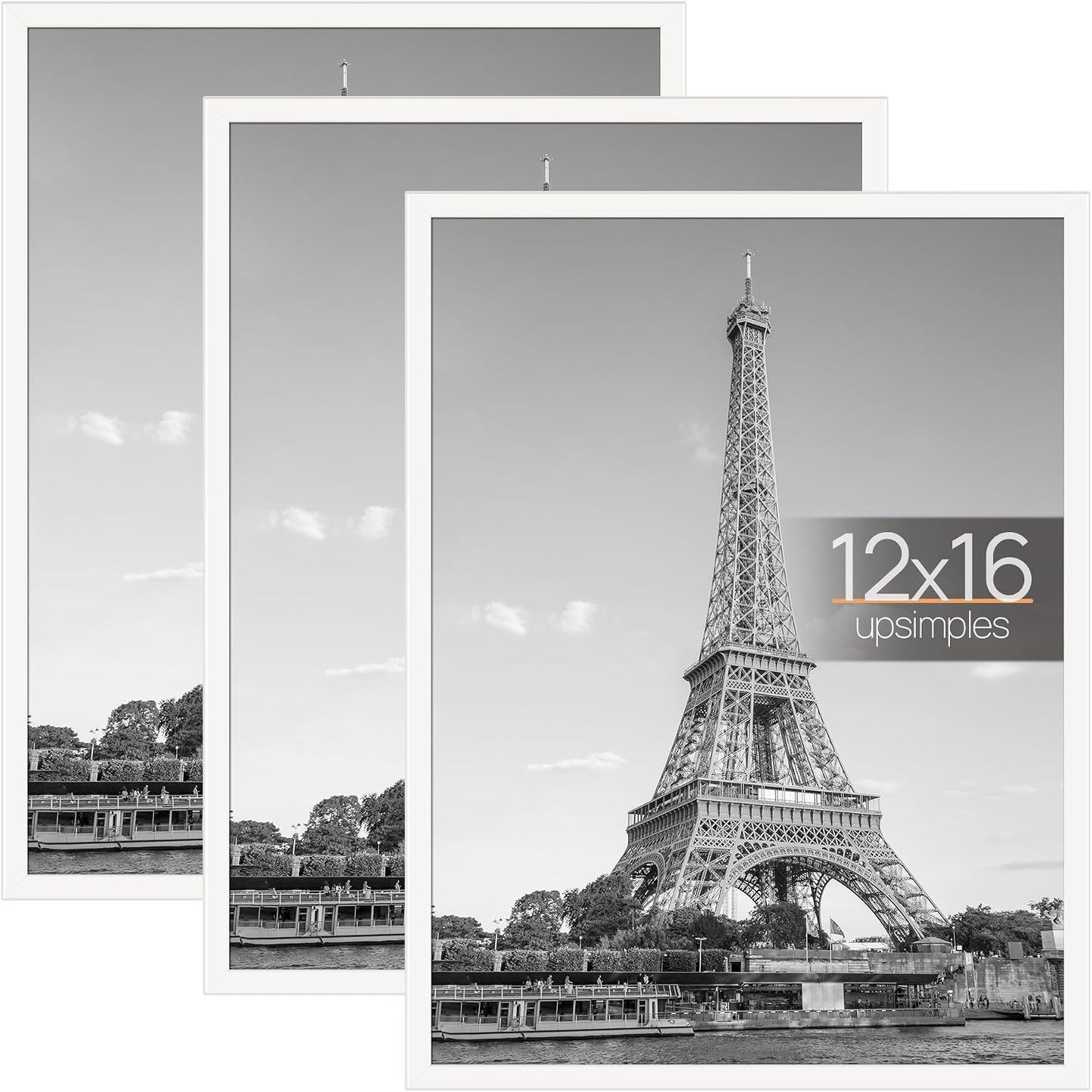 upsimples 12x16 Poster Frame, Easy Slide-In Assembly, Black, 3 Pack | Gallery Wall 12 x 16 Picture Frames Set for Family, Wedding, Christmas, Easy to Change Photos