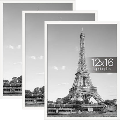 upsimples 12x16 Poster Frame, Easy Slide-In Assembly, Black, 3 Pack | Gallery Wall 12 x 16 Picture Frames Set for Family, Wedding, Christmas, Easy to Change Photos
