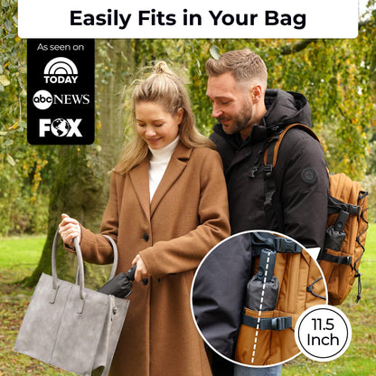 Strongest Windproof Travel Umbrella (Compact, 100MPH Wind-Tested), Light, Portable, One-Handed Use, Automatic Folding Rain Umbrella, Durable, Premium Grip, Fits Car & Backpack