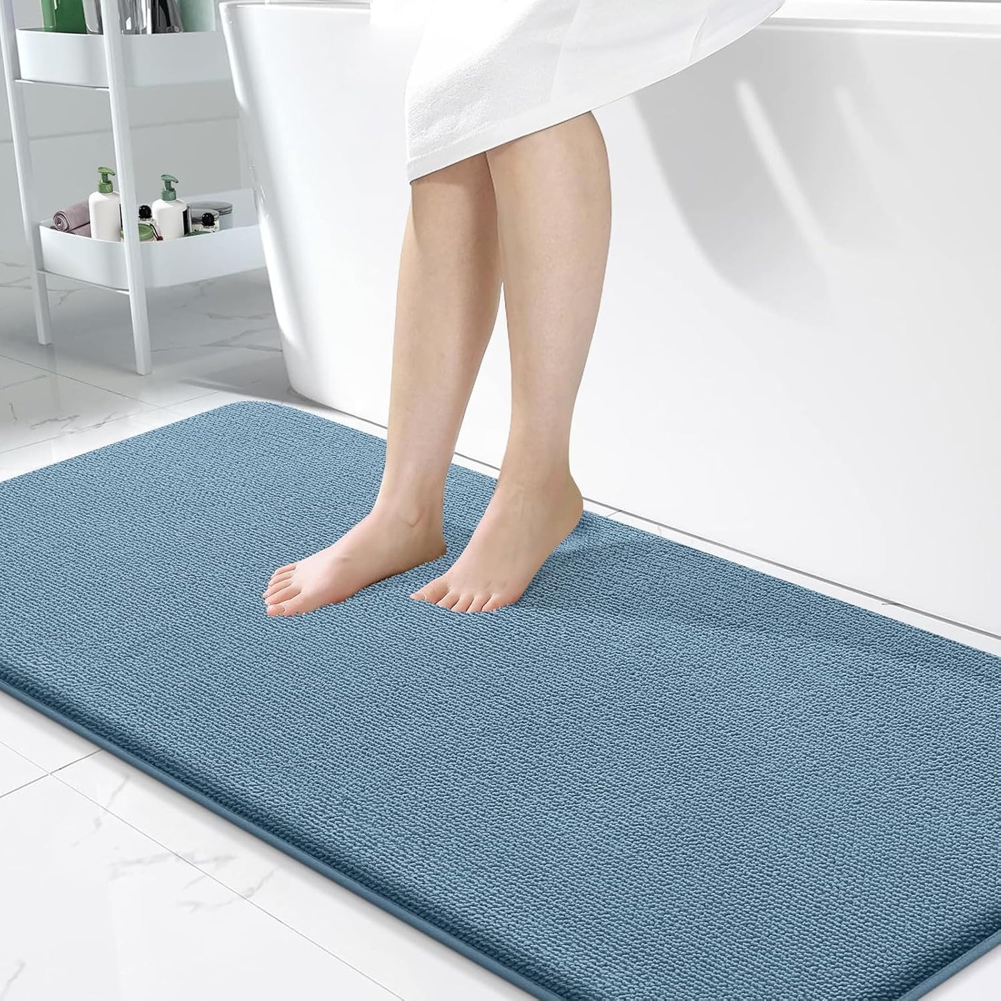 OLANLY Thick Memory Foam Bathroom Rugs 30x20, Soft Absorbent Bath Mat, Teal | Quick Dry Bath Rugs, Non-Slip Carpet, Machine Washable Mats for Bathroom Floor, Tub and Shower, Home Decor Accessories