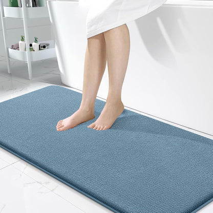 OLANLY Thick Memory Foam Bathroom Rugs 30x20, Soft Absorbent Bath Mat, Teal | Quick Dry Bath Rugs, Non-Slip Carpet, Machine Washable Mats for Bathroom Floor, Tub and Shower, Home Decor Accessories