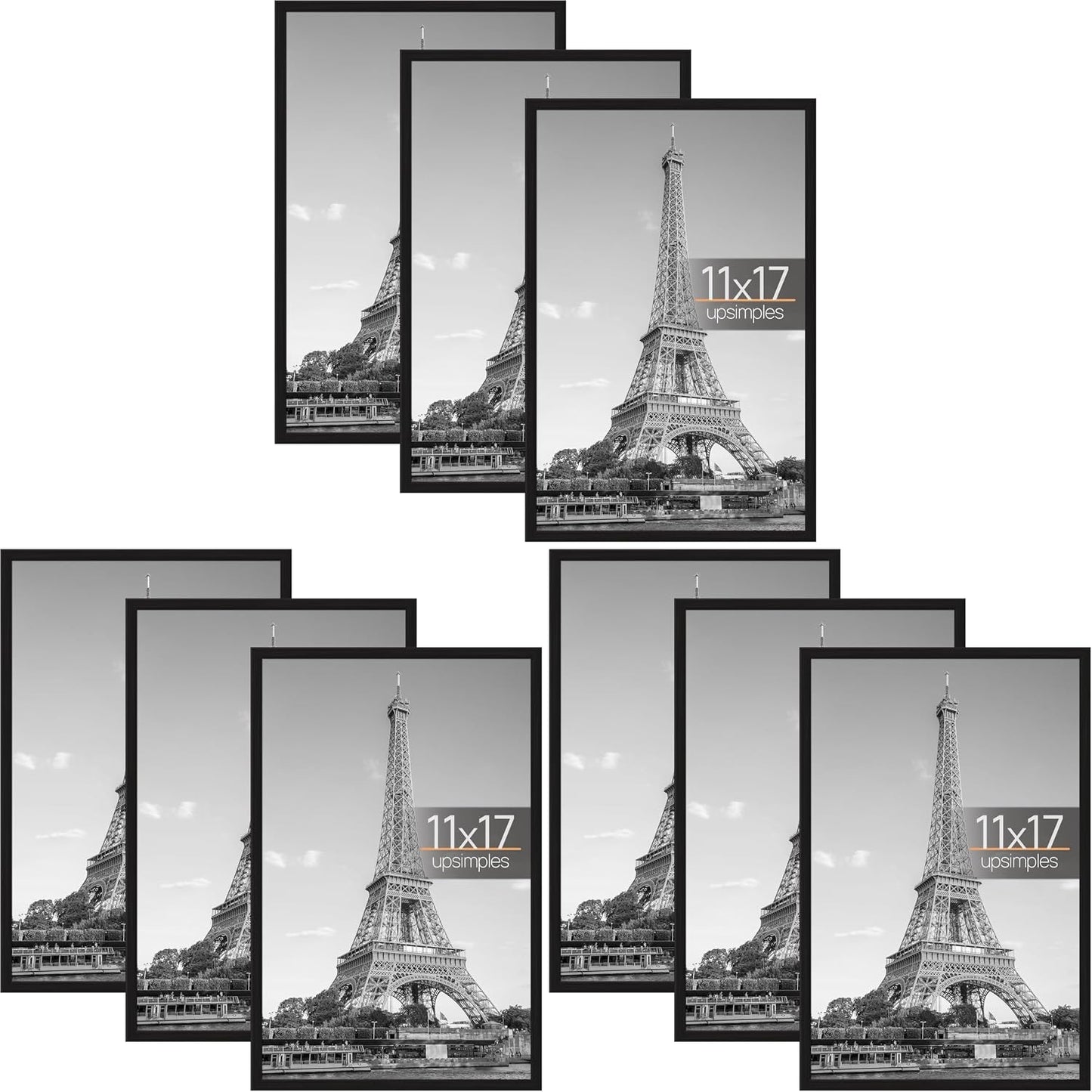 upsimples 12x16 Poster Frame, Easy Slide-In Assembly, Black, 3 Pack | Gallery Wall 12 x 16 Picture Frames Set for Family, Wedding, Christmas, Easy to Change Photos