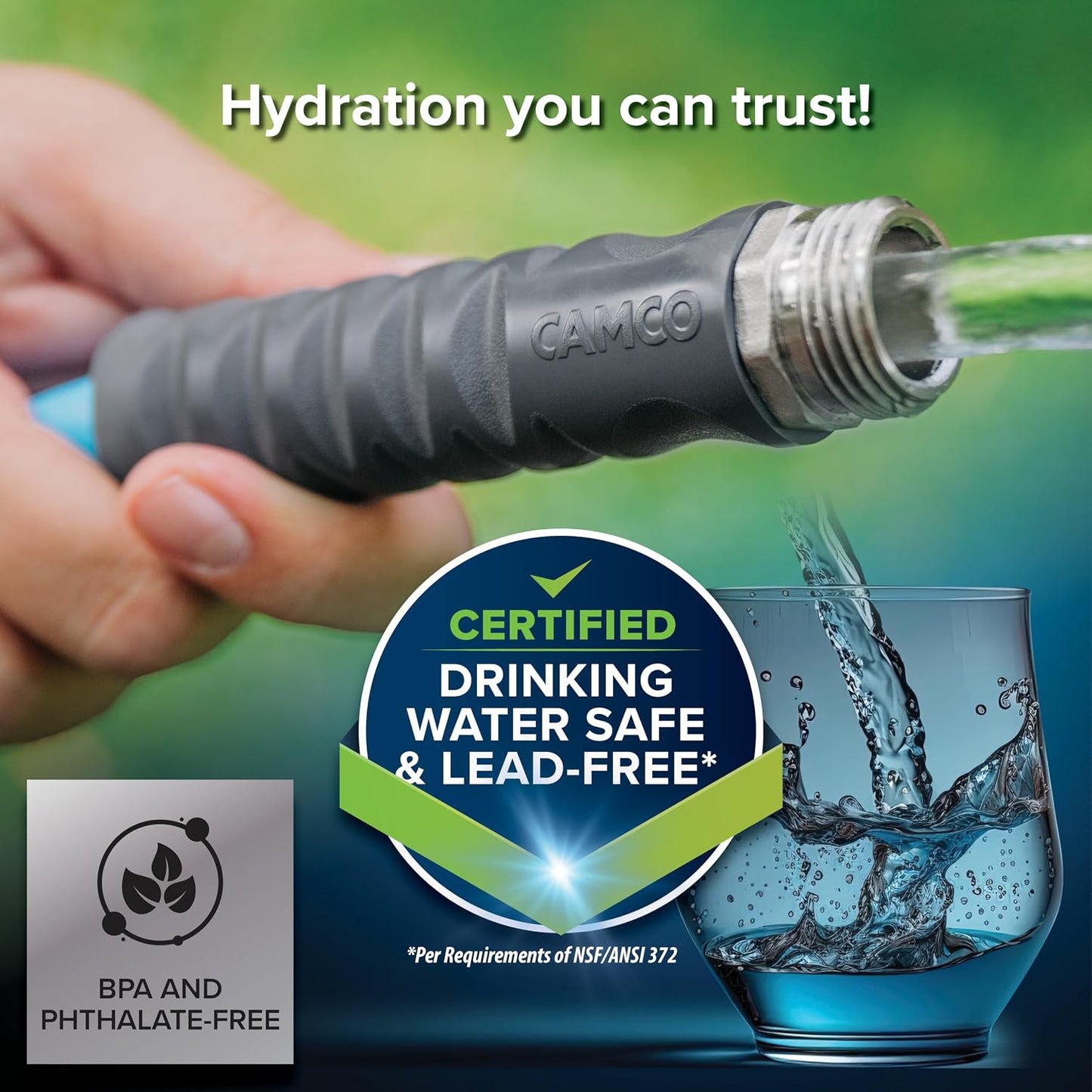Camco EvoFlex2 50-ft RV Drinking Water Hose | Lightweight RV Drinking Water Hose Reinforced w/ Fabric - Contains No Lead, No BPA & No Phthalate -Abrasion Resistant (22579)