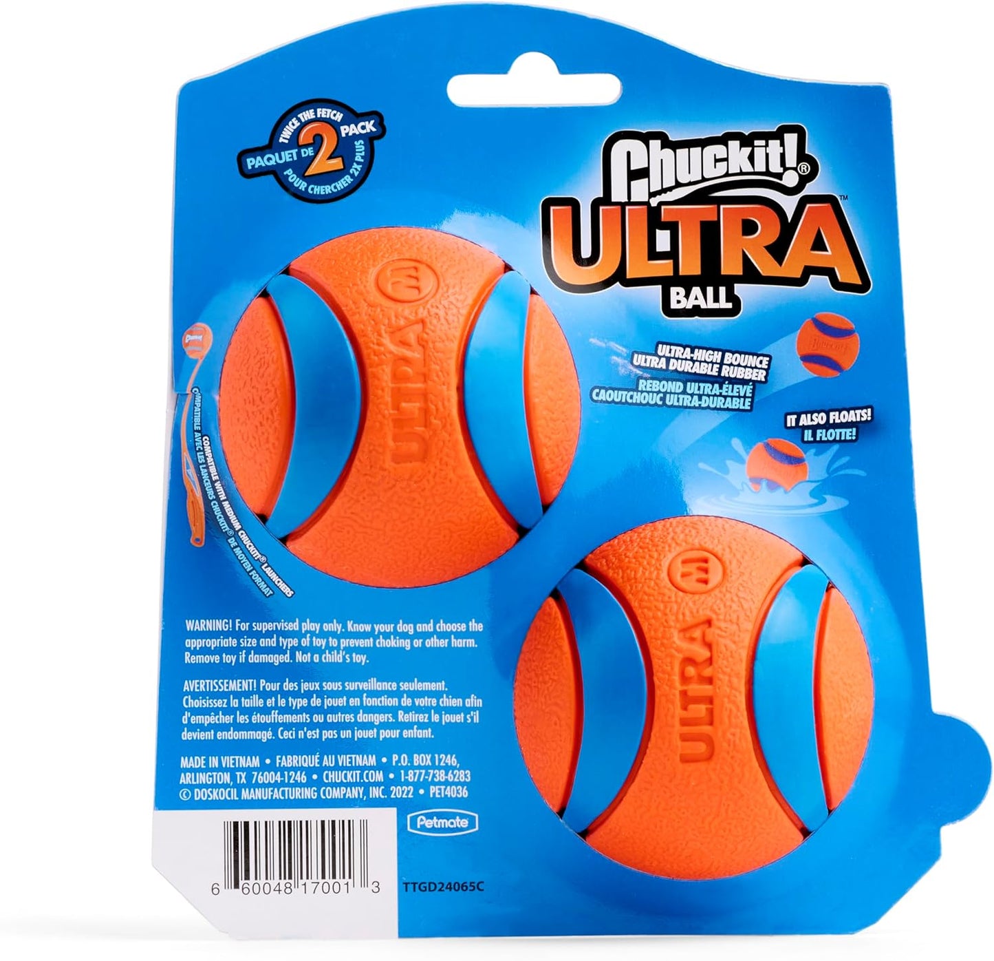Chuckit! Ultra Ball Dog Toy, Durable Rubber, Medium 2.5-in, 2 Pack | Made from Durable Rubber with an Extra-Thick Core, This Bouncy Fetch Ball Floats in Water for Lasting Games of Fetch