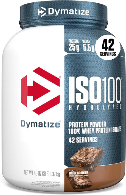 Dymatize ISO100 Protein Powder, 100% Whey Isolate, Cookies & Cream | 25g Protein, Hydrolyzed, Fast-Absorbing, Supports Muscle Health, 5.5g BCAAs, Gluten-Free, 20 Servings, 1.3 lb