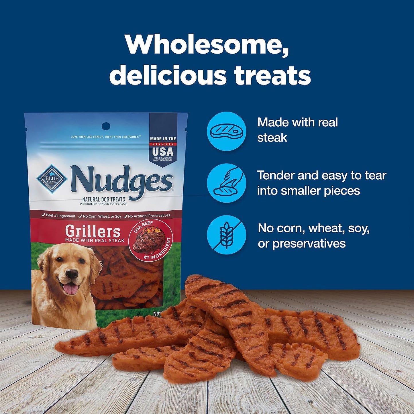 Blue Buffalo Nudges Homestyle Chicken Dog Treats, 16 oz | Real Chicken First, with Peas & Carrots, Made in the USA, No Corn, Wheat, or Soy