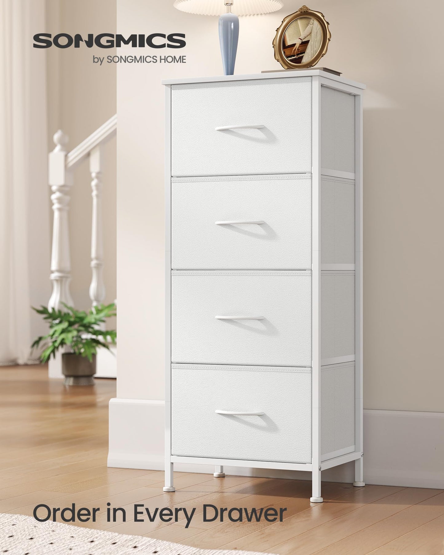 SONGMICS BELLAH Collection - Dresser for Bedroom, Chest of Drawers, Storage Organizer Unit, Closet, Entryway, Steel, 4 Drawers, Modern, Ink Black and Ebony Black ULGS314B01S