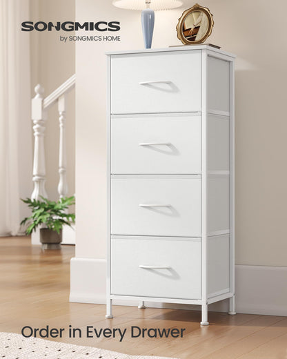 SONGMICS BELLAH Collection - Dresser for Bedroom, Chest of Drawers, Storage Organizer Unit, Closet, Entryway, Steel, 4 Drawers, Modern, Ink Black and Ebony Black ULGS314B01S