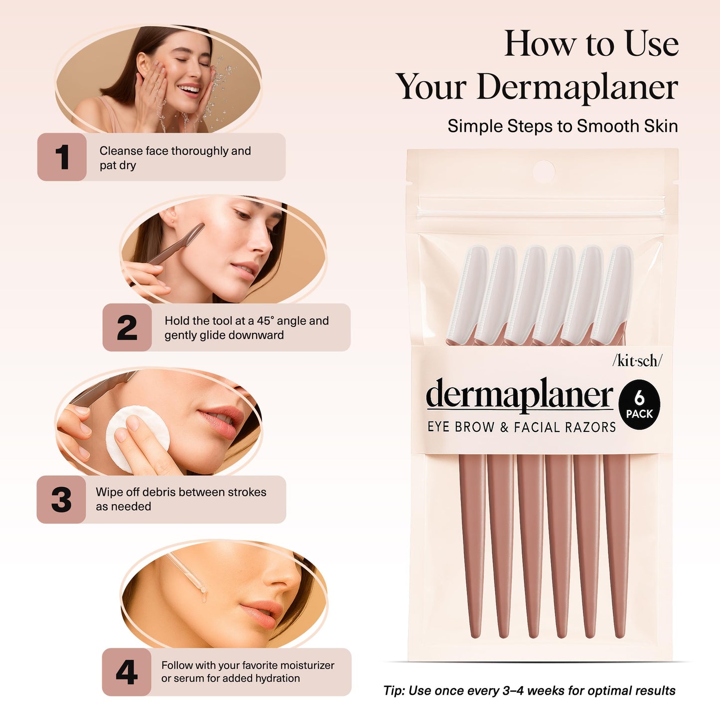 Kitsch Dermaplane Razor for Women Face – Terracotta, 12 pcs | Face Razors for Women & Men, Eyebrow Razor & Face Shaver – Exfoliating Facial Razor & Dermaplaner as Tool for Smoother Skin