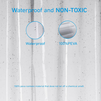 EHZNZIE White Shower Curtain Liner 72x72, PEVA Waterproof Bath Curtain, No Chemical Smell, 3 Weighted Magnets, Durable with Rustproof Metal Grommets