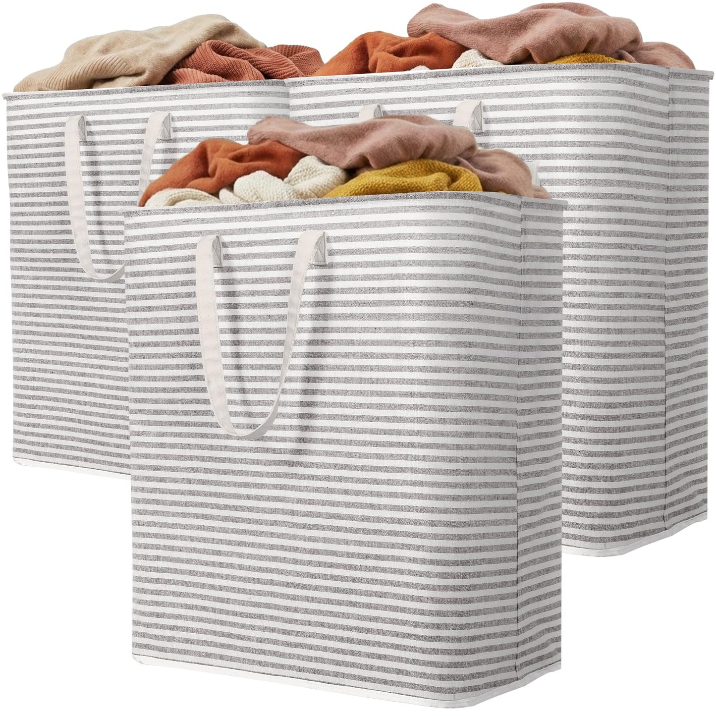 Lifewit 2 Pack Laundry Basket 80L Each, Collapsible Clothes Hamper with Reinforced Handles, Freestanding Waterproof Design for Bedroom and Laundry Room, Grey 160L Total
