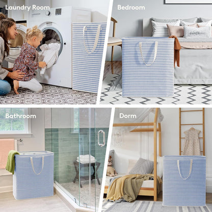 Lifewit 2 Pack Laundry Basket 80L Each, Collapsible Clothes Hamper with Reinforced Handles, Freestanding Waterproof Design for Bedroom and Laundry Room, Grey 160L Total