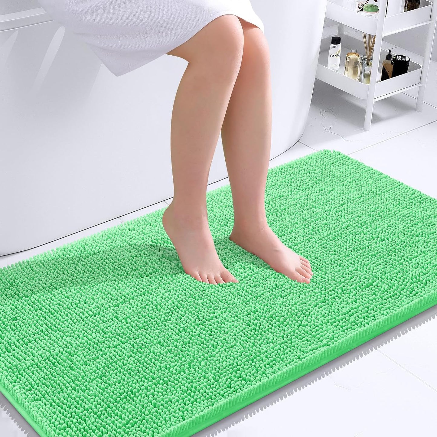 OLANLY Bathroom Rugs 30x20, Extra Soft Absorbent Chenille Bath Rugs | Grey, Quick-Drying Rubber Backing, Machine Washable Bath Mat for Bathroom Floor, Tub and Shower, Home Decor Accessories