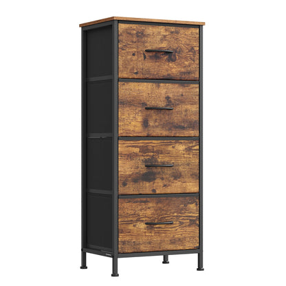 SONGMICS BELLAH Collection - Dresser for Bedroom, Chest of Drawers, Storage Organizer Unit, Closet, Entryway, Steel, 4 Drawers, Modern, Ink Black and Ebony Black ULGS314B01S