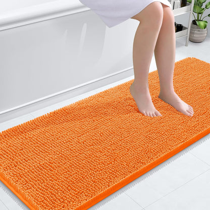 OLANLY Bathroom Rugs 30x20, Extra Soft Absorbent Chenille Bath Rugs | Grey, Quick-Drying Rubber Backing, Machine Washable Bath Mat for Bathroom Floor, Tub and Shower, Home Decor Accessories