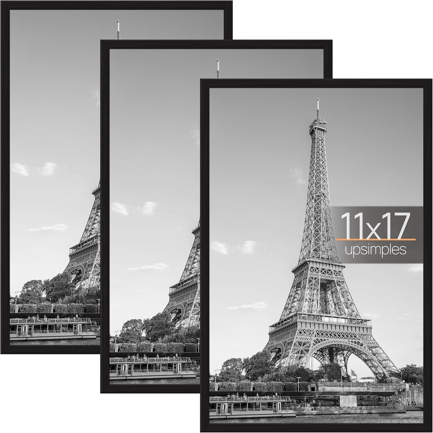 upsimples 12x16 Poster Frame, Easy Slide-In Assembly, Black, 3 Pack | Gallery Wall 12 x 16 Picture Frames Set for Family, Wedding, Christmas, Easy to Change Photos