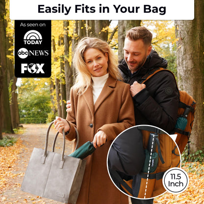 Strongest Windproof Travel Umbrella (Compact, 100MPH Wind-Tested), Light, Portable, One-Handed Use, Automatic Folding Rain Umbrella, Durable, Premium Grip, Fits Car & Backpack