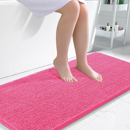 OLANLY Bathroom Rugs 30x20, Extra Soft Absorbent Chenille Bath Rugs | Grey, Quick-Drying Rubber Backing, Machine Washable Bath Mat for Bathroom Floor, Tub and Shower, Home Decor Accessories