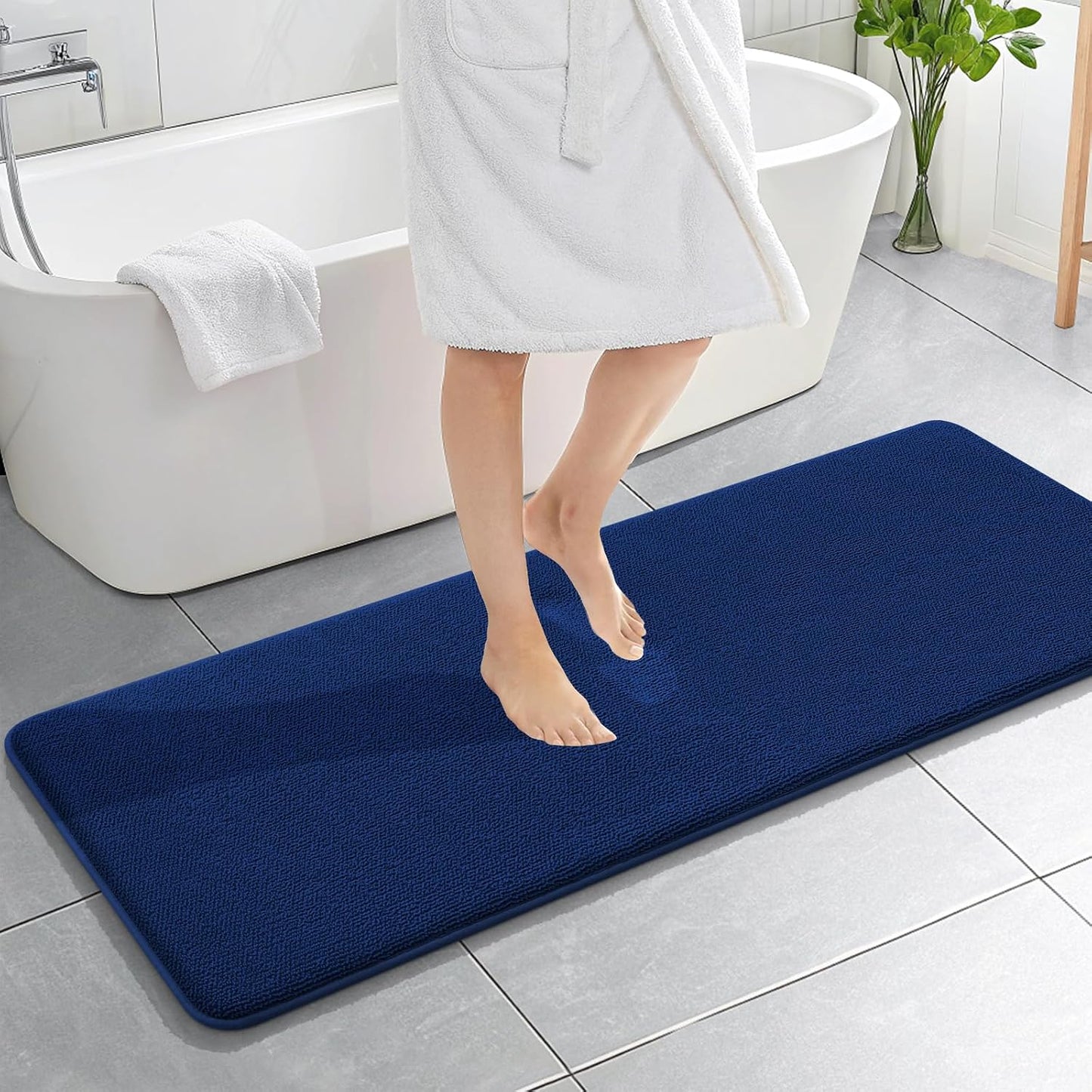 OLANLY Thick Memory Foam Bathroom Rugs 30x20, Soft Absorbent Bath Mat, Teal | Quick Dry Bath Rugs, Non-Slip Carpet, Machine Washable Mats for Bathroom Floor, Tub and Shower, Home Decor Accessories