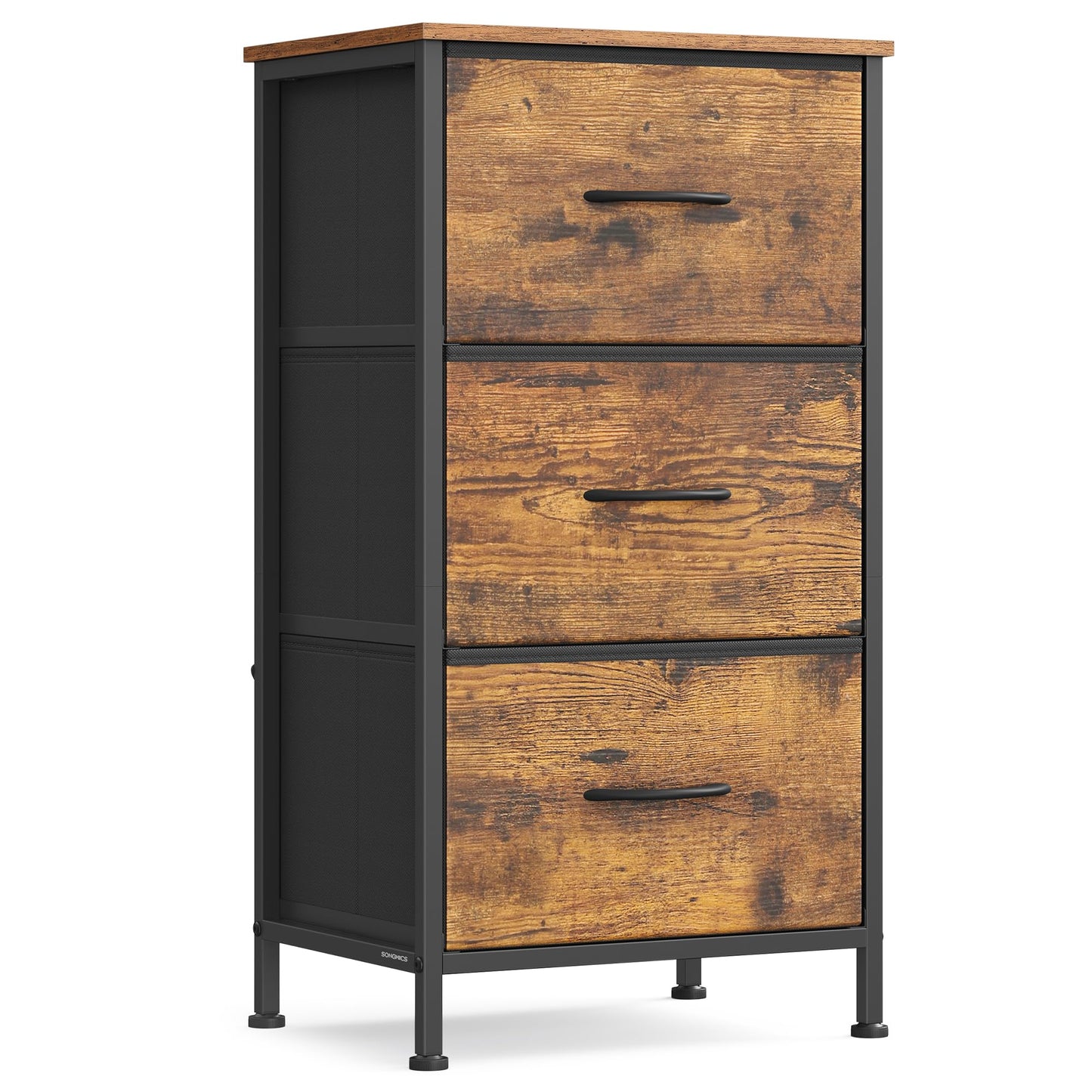 SONGMICS BELLAH Collection - Dresser for Bedroom, Chest of Drawers, Storage Organizer Unit, Closet, Entryway, Steel, 4 Drawers, Modern, Ink Black and Ebony Black ULGS314B01S