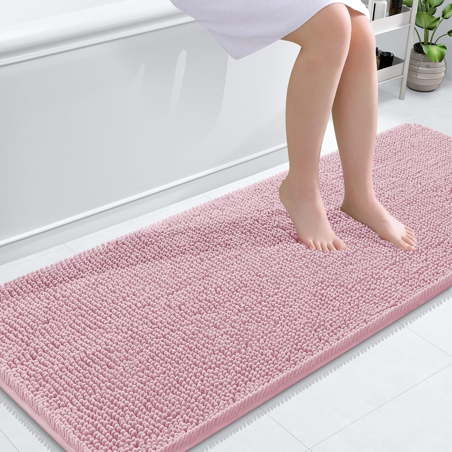 OLANLY Bathroom Rugs 30x20, Extra Soft Absorbent Chenille Bath Rugs | Grey, Quick-Drying Rubber Backing, Machine Washable Bath Mat for Bathroom Floor, Tub and Shower, Home Decor Accessories