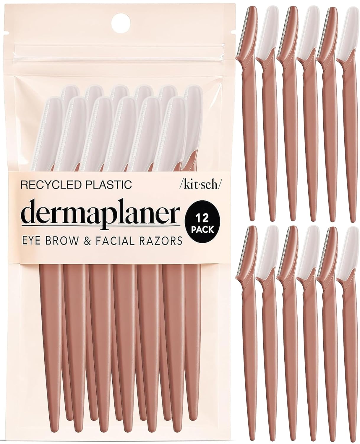 Kitsch Dermaplane Razor for Women Face – Terracotta, 12 pcs | Face Razors for Women & Men, Eyebrow Razor & Face Shaver – Exfoliating Facial Razor & Dermaplaner as Tool for Smoother Skin