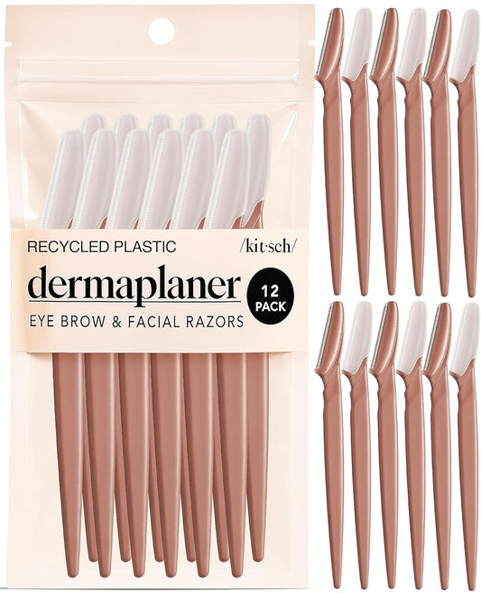 Kitsch Dermaplane Razor for Women Face – Terracotta, 12 pcs | Face Razors for Women & Men, Eyebrow Razor & Face Shaver – Exfoliating Facial Razor & Dermaplaner as Tool for Smoother Skin