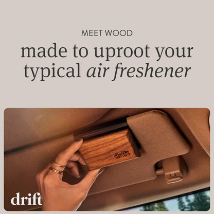 Drift Car Air Freshener - The Original Wood Air Freshener - Car Odor Eliminator - Long Lasting Scent - Auto Accessories - Metal Clip - Essential Oils - Clean Ingredients - Teak Scent Starter Kit