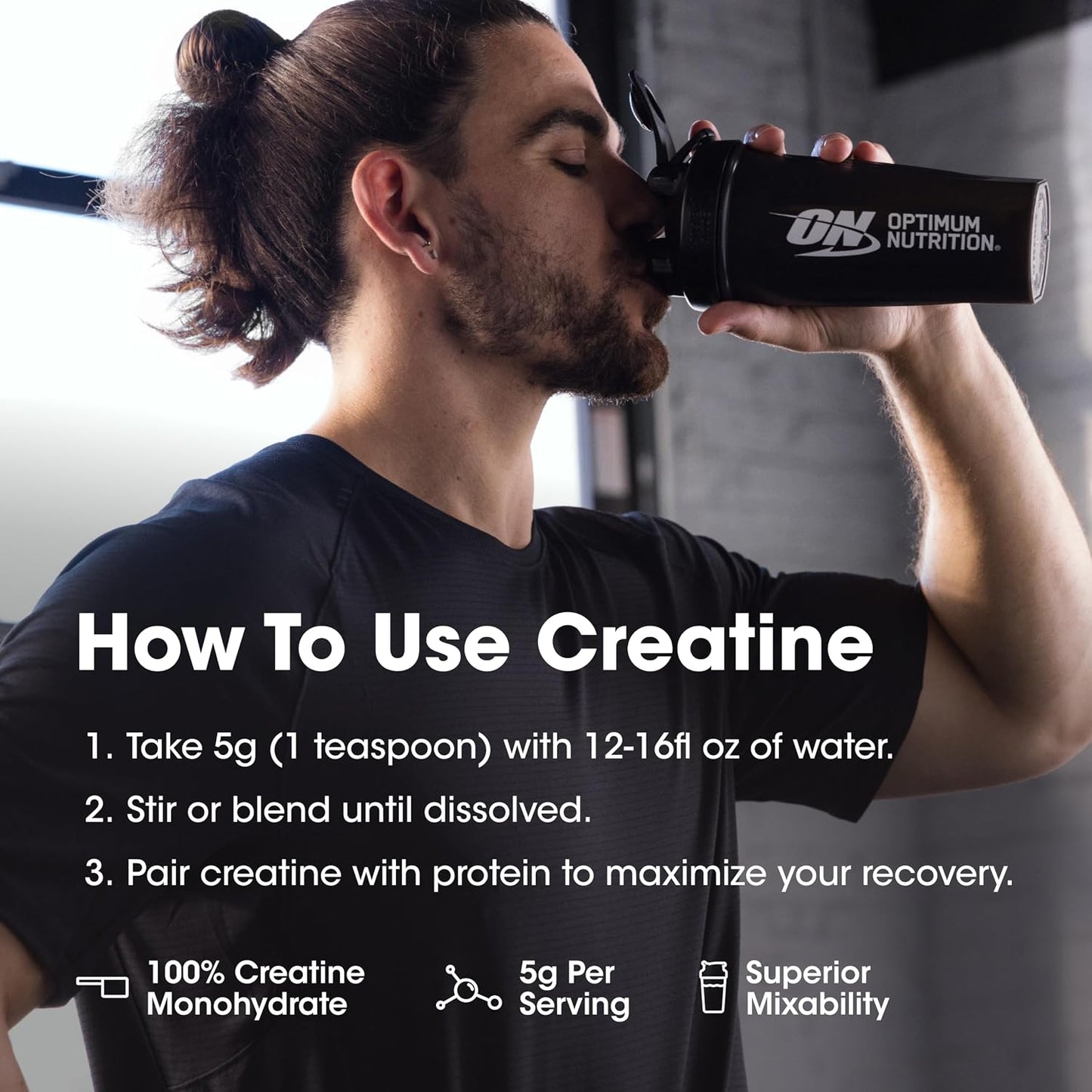 Optimum Nutrition Creatine, Micronized Creatine Monohydrate Powder, Supports Strength & Recovery, Banned Substance Tested, Unflavored, 5g per Serving, 60 Servings | 5g Micronized Creatine Monohydrate Powder Per Serving, Supports Muscle Strength & Power, E