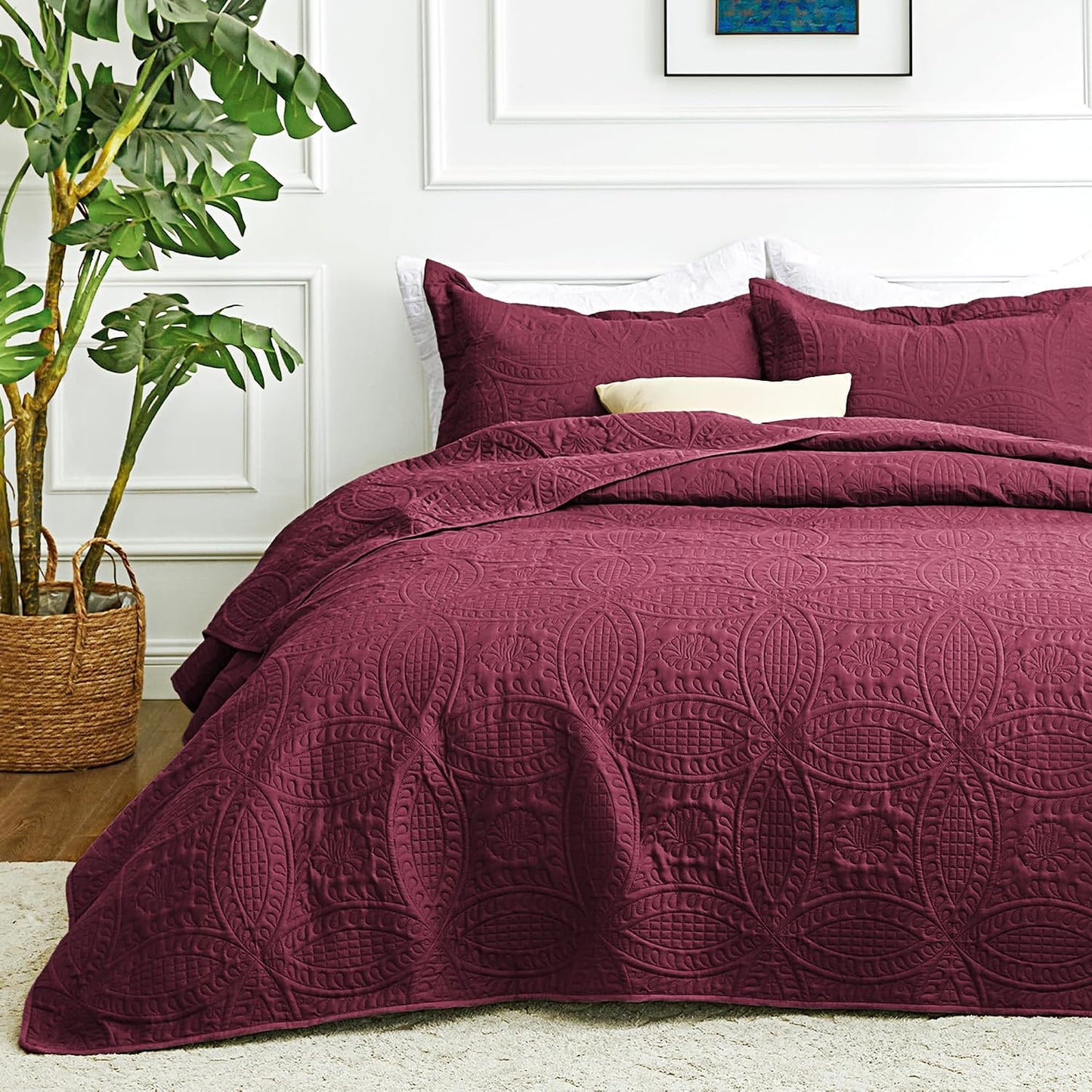 Love's cabin Quilts for Queen Bed Blue Bedspreads - Soft Bed Summer Lightweight Bedspread Comforter - Modern Style Coin Pattern Coverlet for All Season - 3 Pieces (1 Quilt, 2 Pillow Shams)