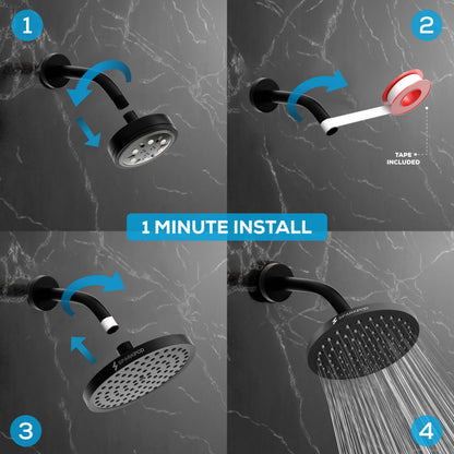 SparkPod Rain Shower Head, 6 Inch Round, Luxury Polished Chrome Finish | High Pressure Shower Heads, 90 Nozzles, Adjustable Showerhead, No Tools Needed, Universal Connection