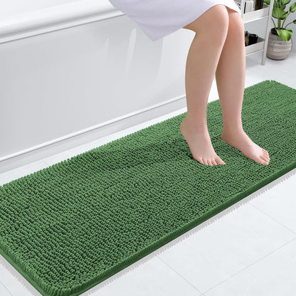 OLANLY Bathroom Rugs 30x20, Extra Soft Absorbent Chenille Bath Rugs | Grey, Quick-Drying Rubber Backing, Machine Washable Bath Mat for Bathroom Floor, Tub and Shower, Home Decor Accessories